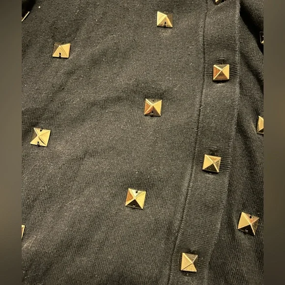 Kate Spade Gold Studded Black Cardigan Sweater | “Call Your Mom” - Picture 4 of 6